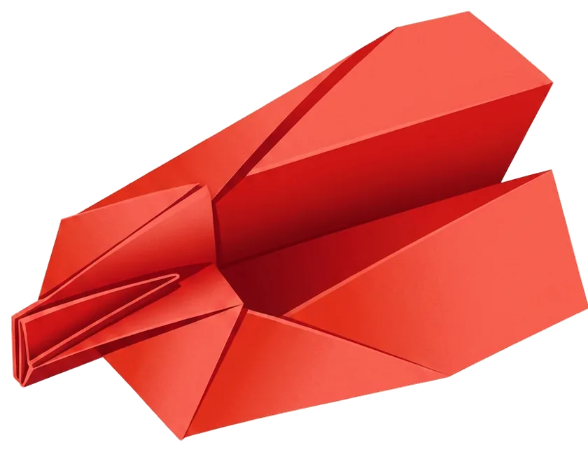 The finished Heavy-Nosed Plane, folded from red paper
