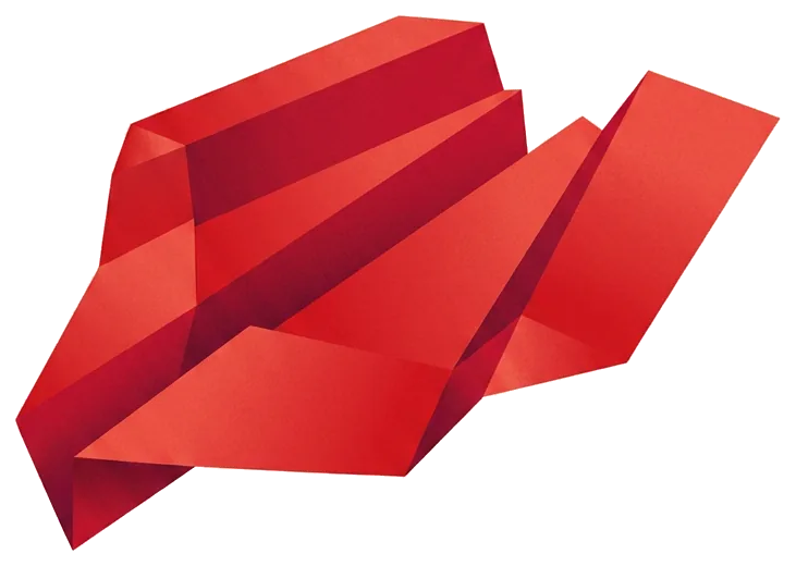 The finished The Bird, folded from red paper